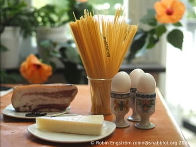 Carbonara på tre ägg